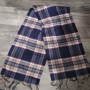 Edinburgh Classic Navy and Cream Plaid Men's Scarf